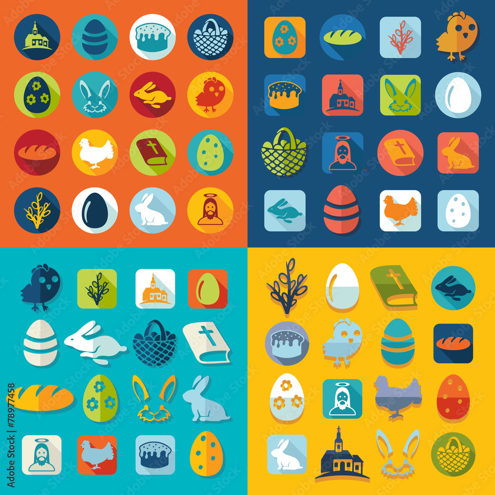 Set of easter icons Set of easter icons
