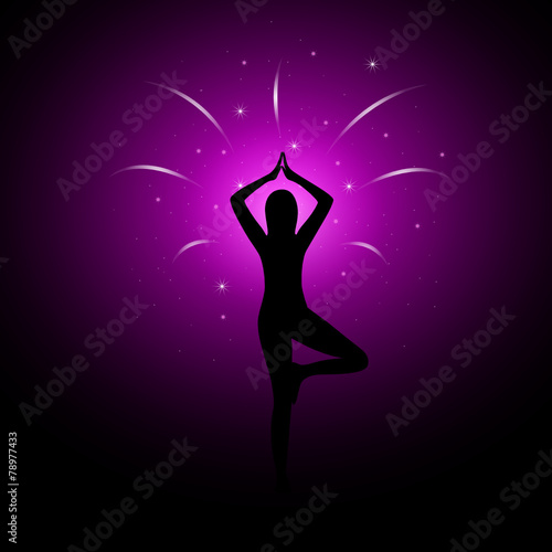 meditation stehend lila sterne