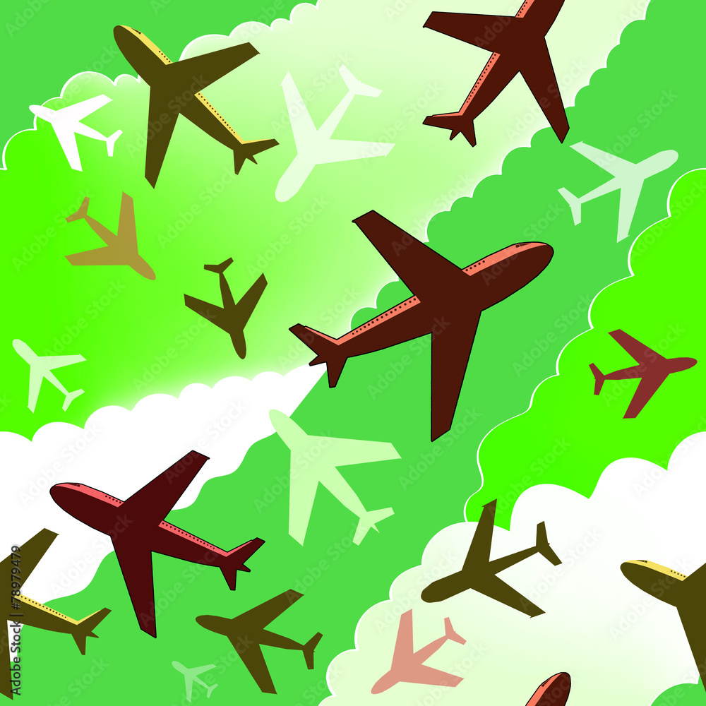 Airplanes background. Seamless background pattern with gray airp