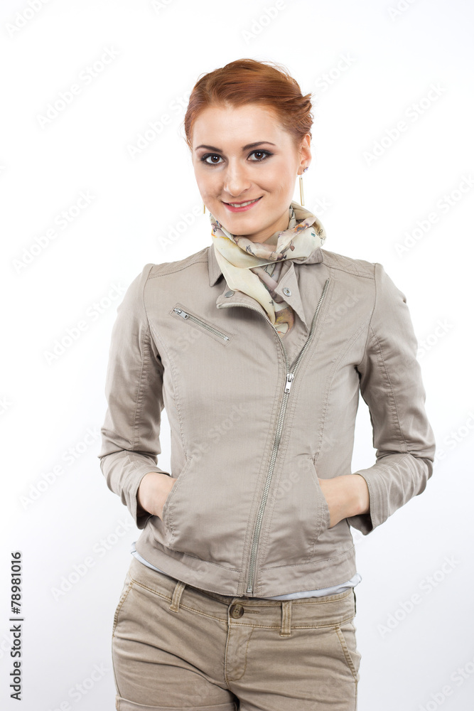 Portrait of a slim girl. Isolated on white. teenage style Portrait of a slim girl. Isolated on white. teenage style