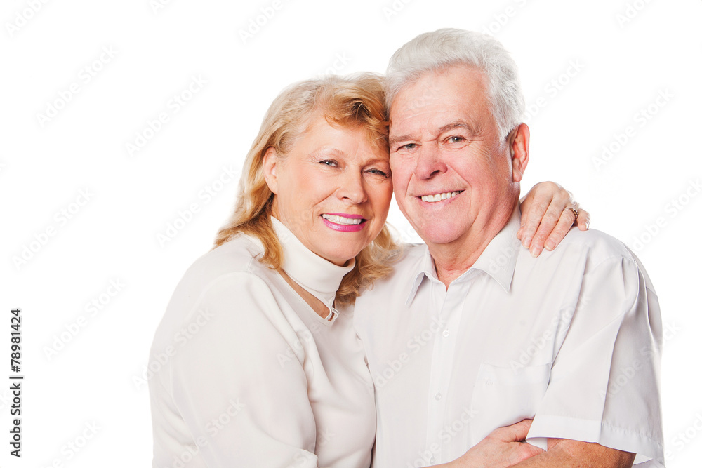Happy senior loving couple over white background Happy senior loving couple over white background
