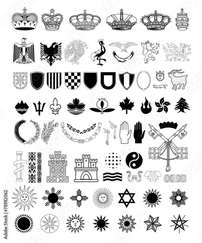 Coat of arms elements set, vector illustration.