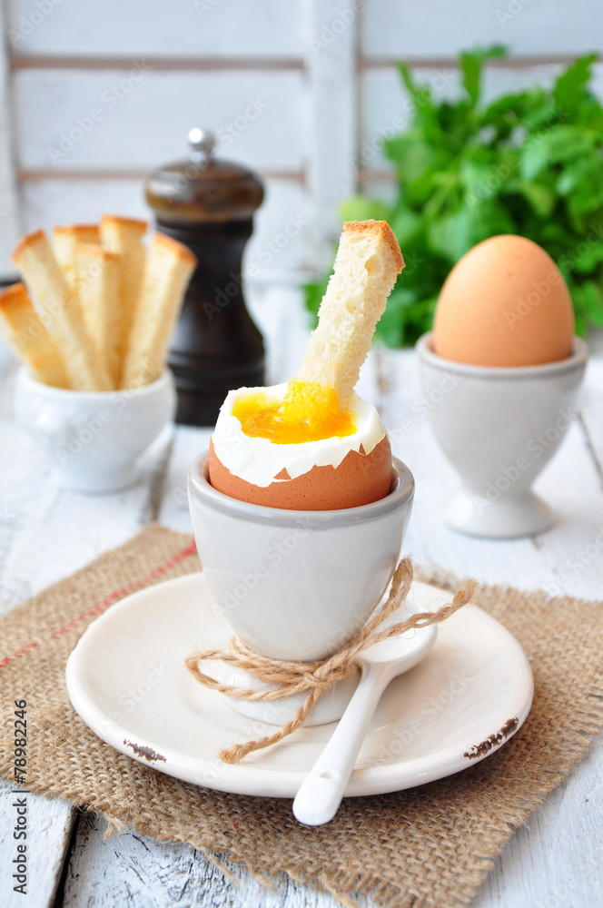 boiled egg for breakfast on a wooden table boiled egg for breakfast on a wooden table