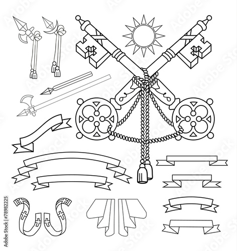 Coat of arms elements set, vector illustration.