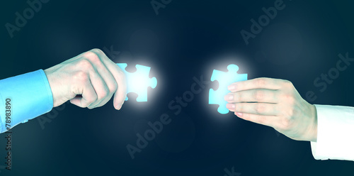 Hands with puzzle details, Partnership concept