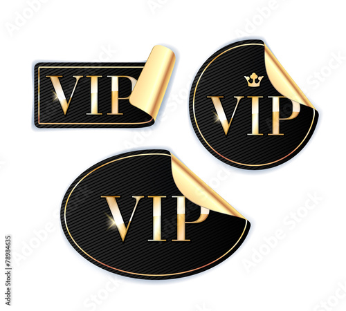 VIP stickers set. Black color.