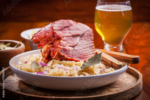 Smoked pork with cabbage photo