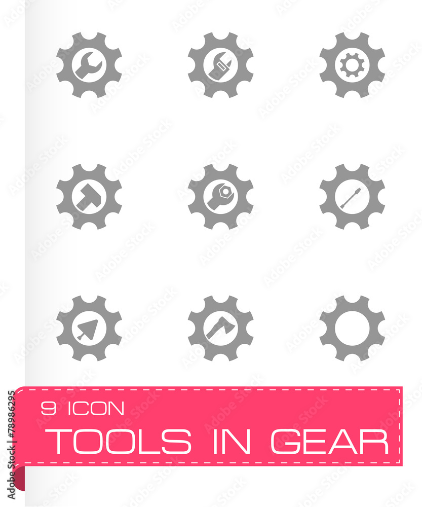Vector tools in gear icon set