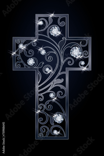 Easter cross with diamonds  vector illustration