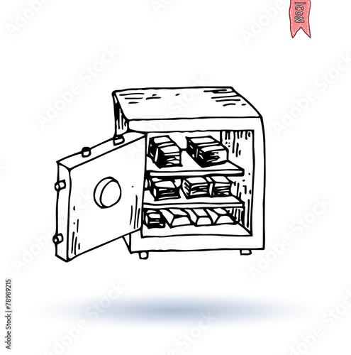 Safe icon,hand drawn vector illustration