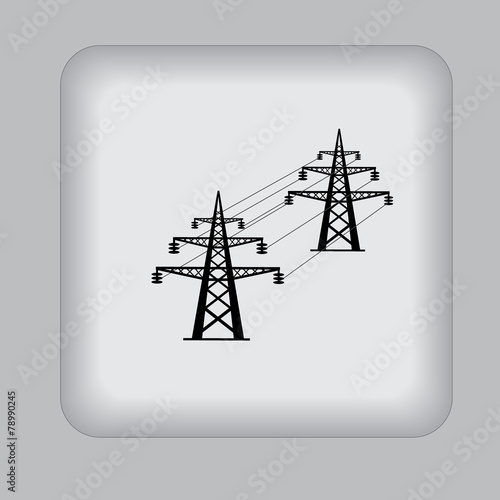 High, voltage, tower, line, vector, illustration, icon, flat