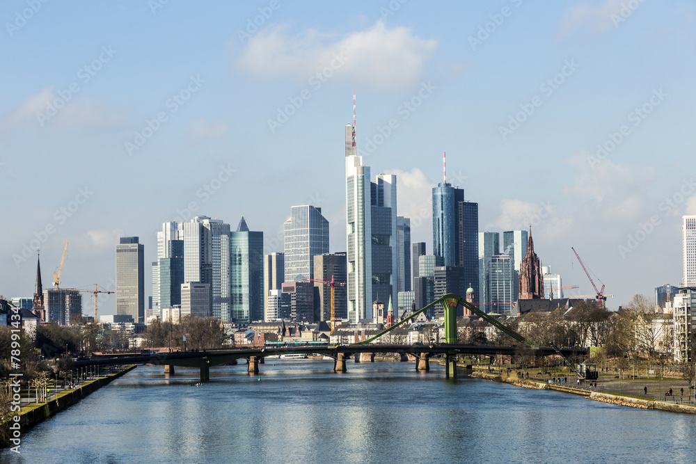 Summer view of the financial district in Frankfurt