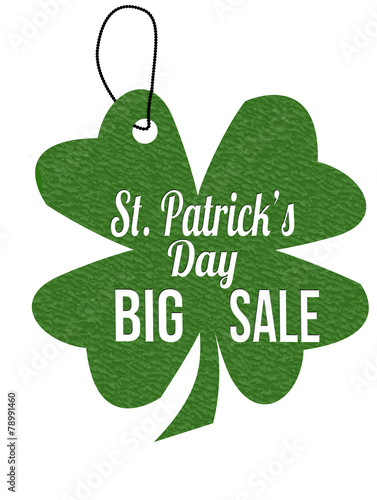 St. Patrick's Day big sale label or price tag