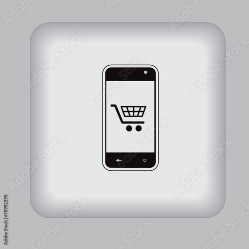 icon, mobile, shopping, flat, vector, illustration