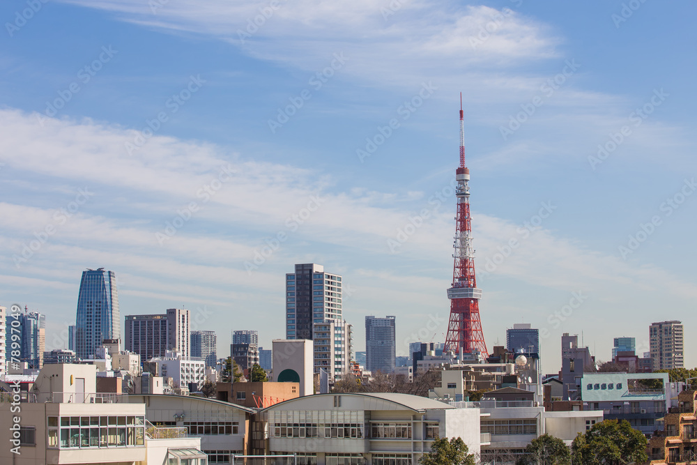 Tokyo Tower view from Roppongi hill in Japan