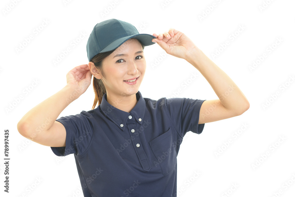 笑顔の女性労働者 笑顔の女性労働者