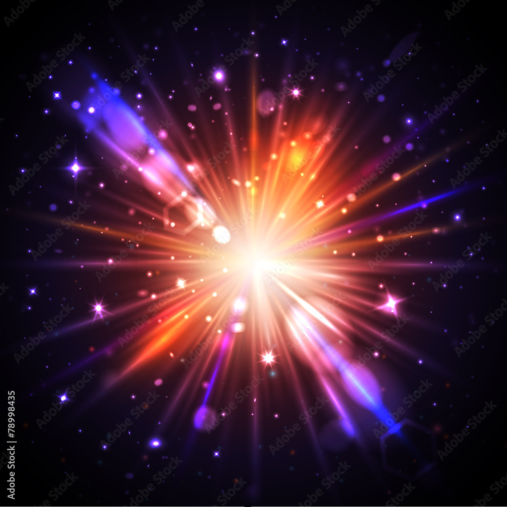 Naklejka premium Lights with blurred bokeh and particles in space.