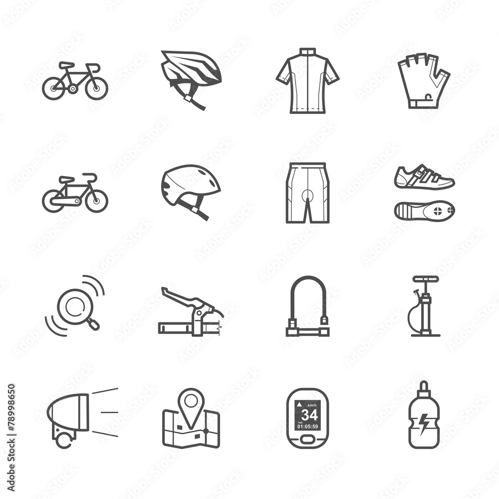 Bicycle icons and Biking icons Bicycle icons and Biking icons