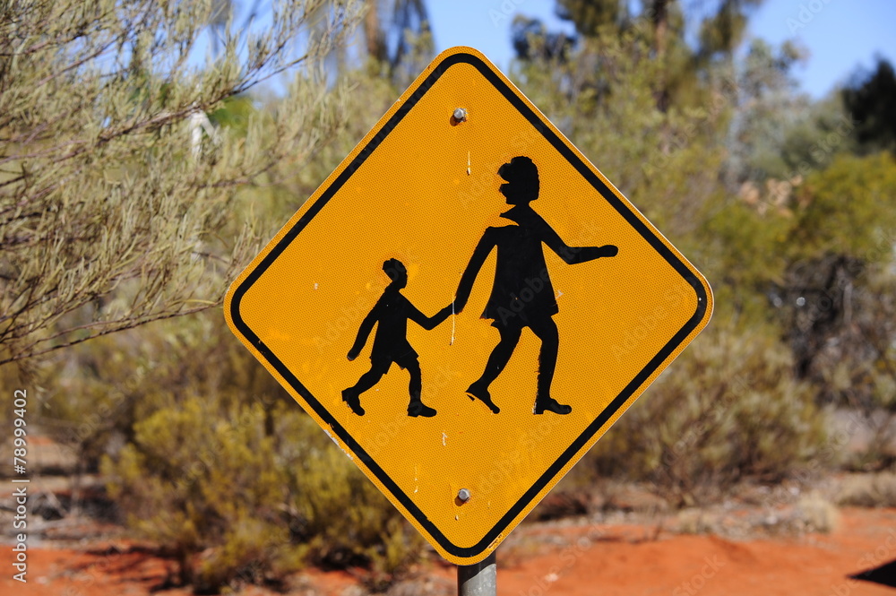 Yellow People Crossing sign in outback australia Yellow People Crossing sign in outback australia