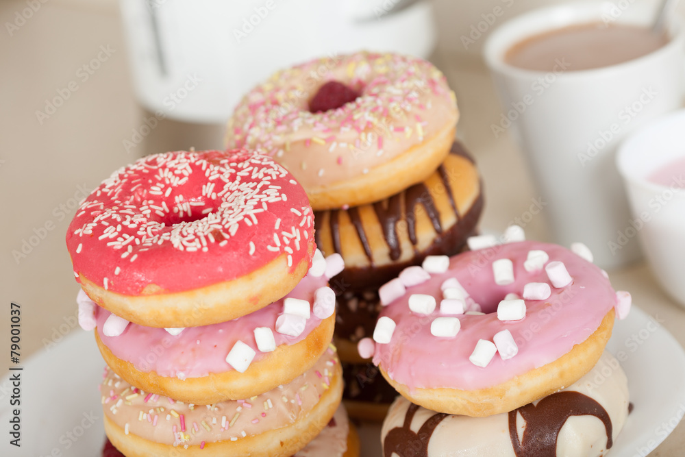 donuts on white plate donuts on white plate