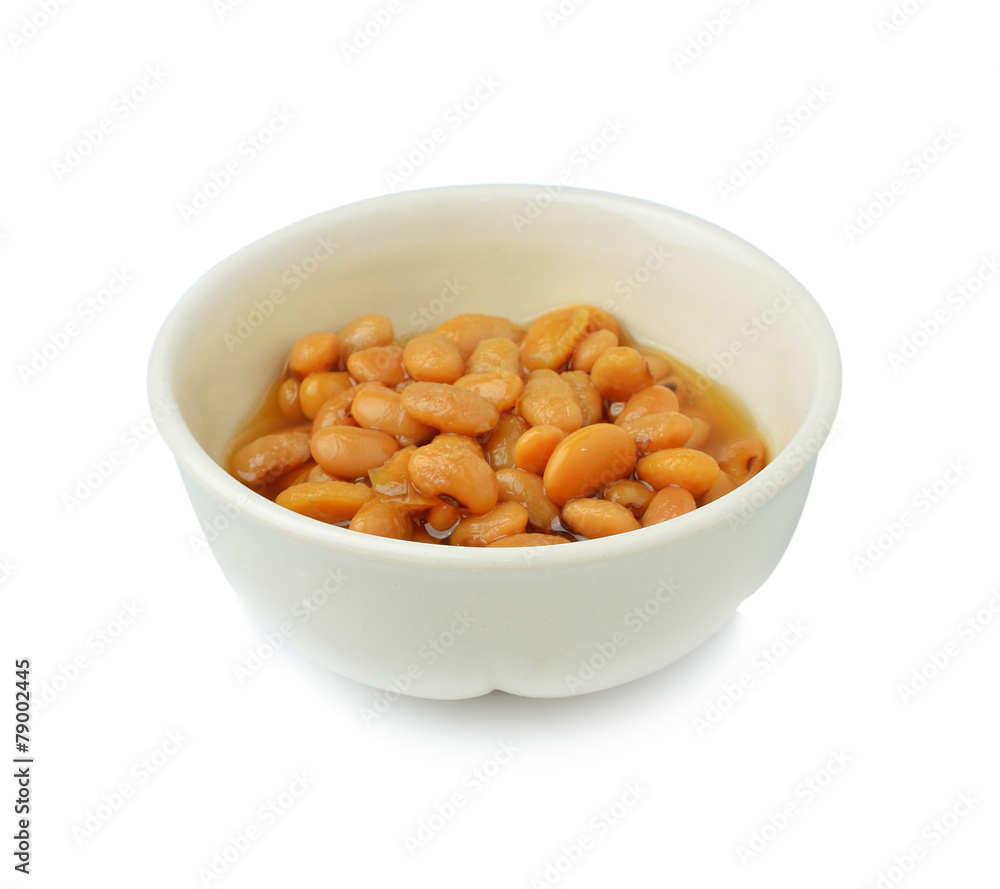 salted soybeans isolate on white background