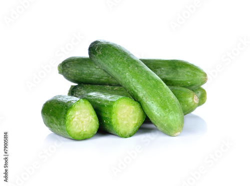 fresh green cucumbers isolated on white background
