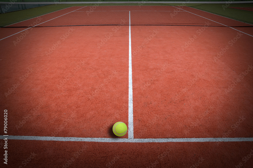 Tennis ball on court grass play game background sport for design
