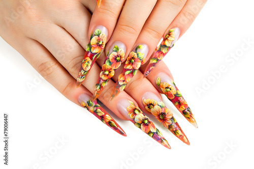Beauty floral design nails.