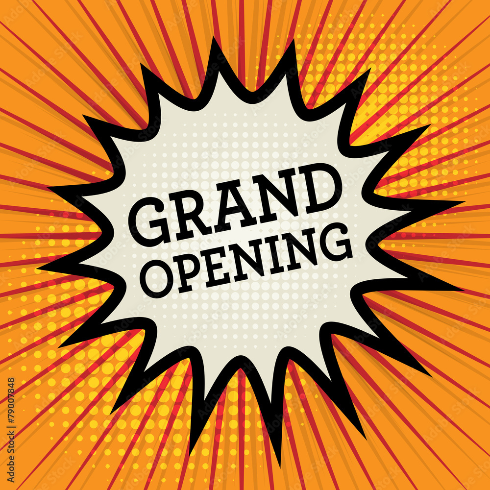 Comic explosion with text Grand Opening, vector Comic explosion with text Grand Opening, vector