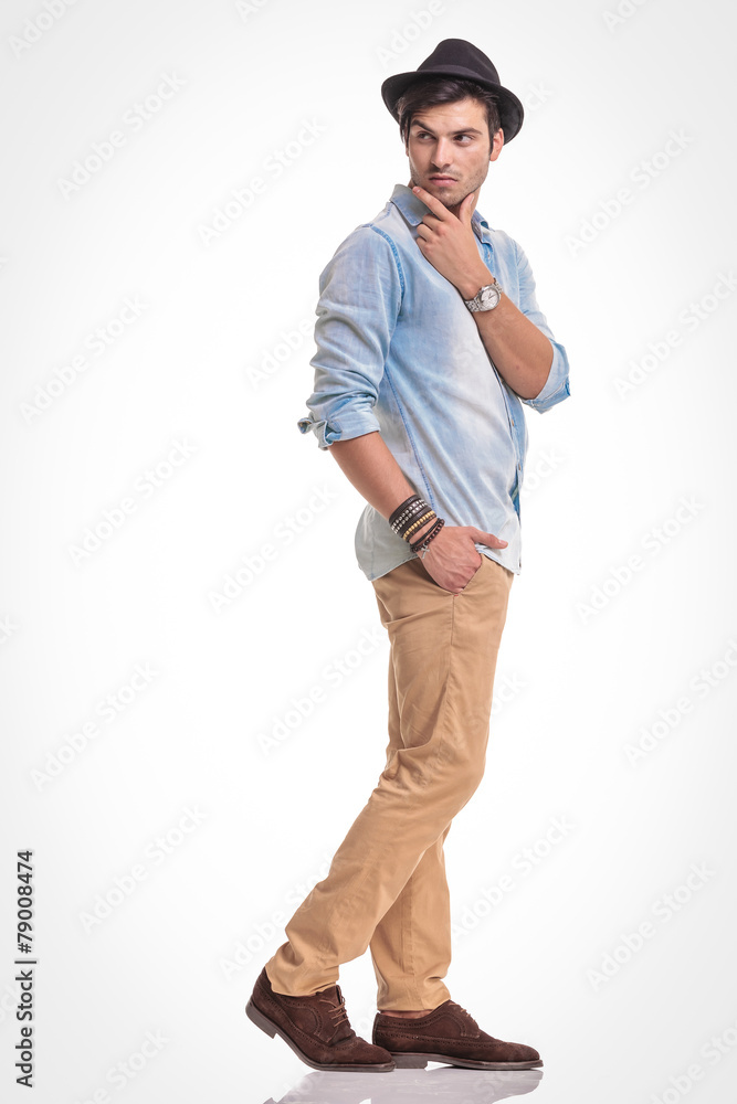 casual man looking away from the camera casual man looking away from the camera