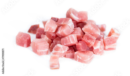 Diced Ham (isolated on white)