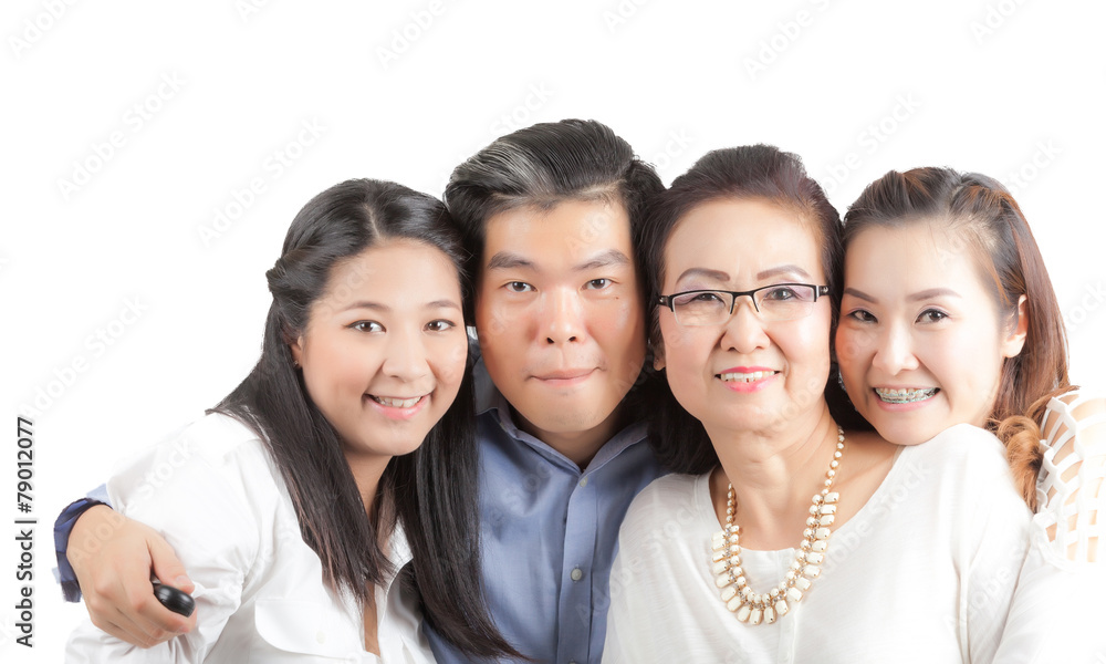 Asian happy family isolated on white background Asian happy family isolated on white background