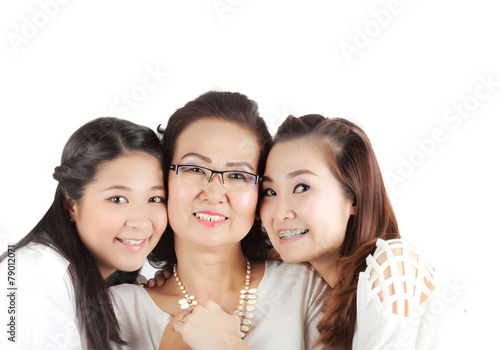 Asian happy family isolated on white background © thesis303