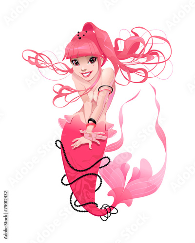 Young mermaid in pink #79012432
