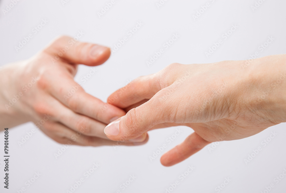 Touch of man and woman hands Touch of man and woman hands