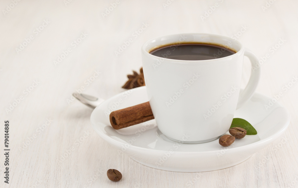 Fototapeta premium cup of coffee on wood