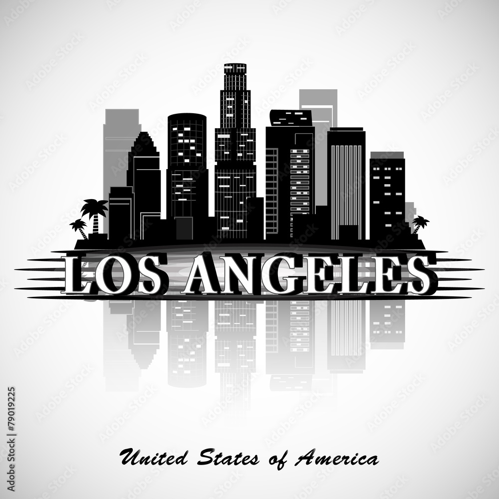 Naklejka premium Los Angeles City Skyline. Typographic Design