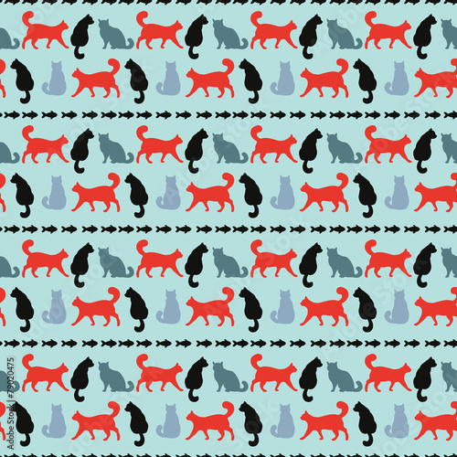 Vector seamless pattern with cats