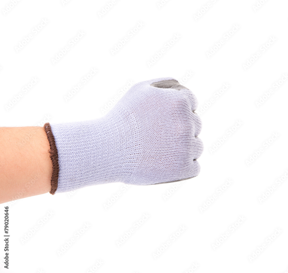 Worker hand glove clenching fist. Worker hand glove clenching fist.