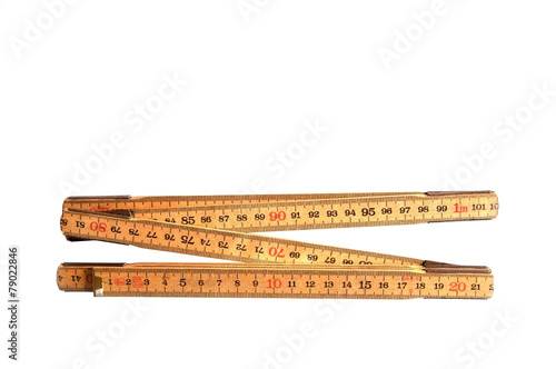 Billede på lærred Yardstick isolated on white in centimeters folded.