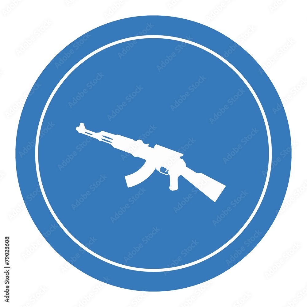Fusil automatique Kalachnikov dans un panneau Fusil automatique Kalachnikov dans un panneau