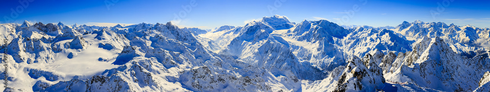 Swiss Alps, panorama from Mont Fort - obrazy, fototapety, plakaty 