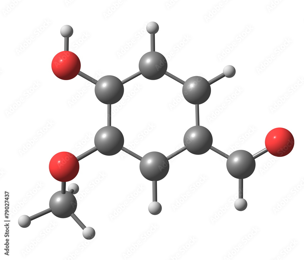 Vanillin molecule isolated on white Vanillin molecule isolated on white