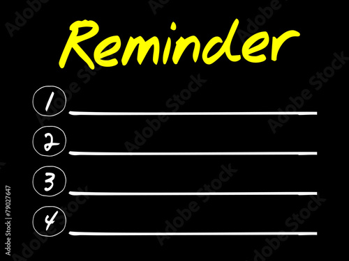 Reminder blank list, business concept