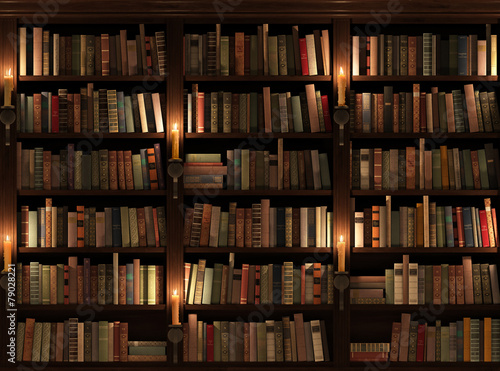 Bookshelf. Seamless texture  vertically and horizontally 