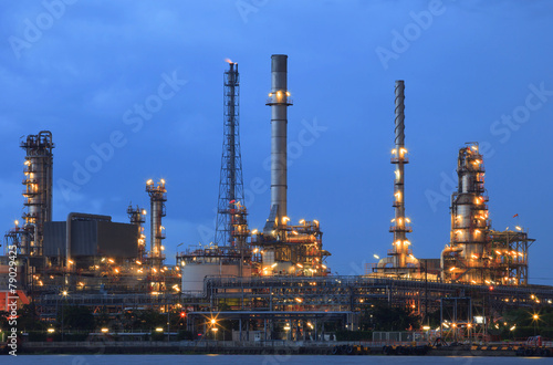 oil refinery plant in heavy industry estate against beautiful du