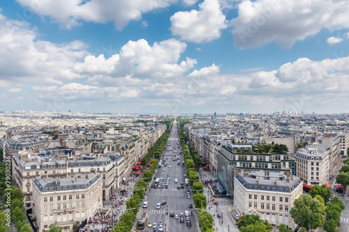 Champs elysees Avenue view from Arc de Triomphe, Paris, France