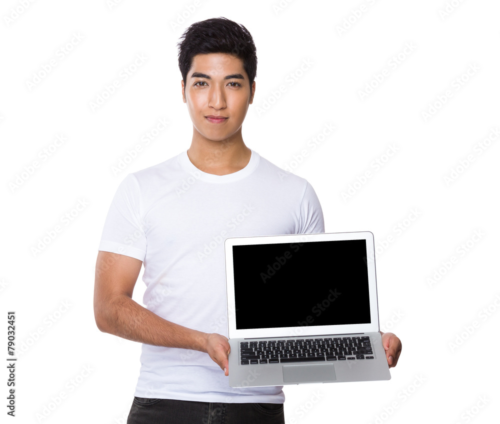 Man show with laptop computer Man show with laptop computer