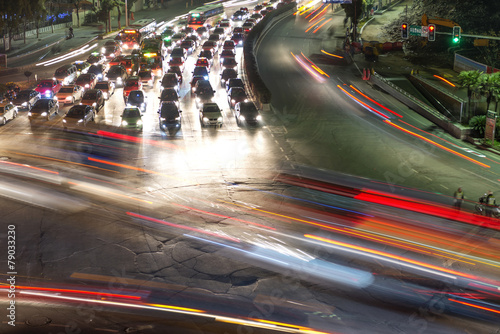 traffic on junction in city