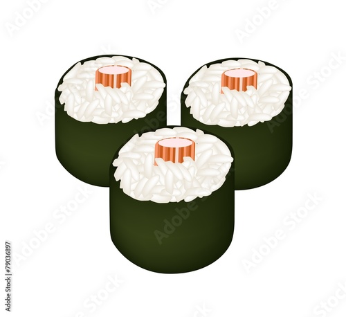 Kani Maki or Crab Stick Sushi Roll